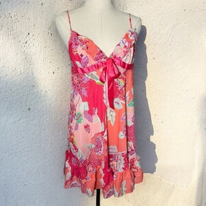 Y2K style floral boho babydoll  slip dress/top M